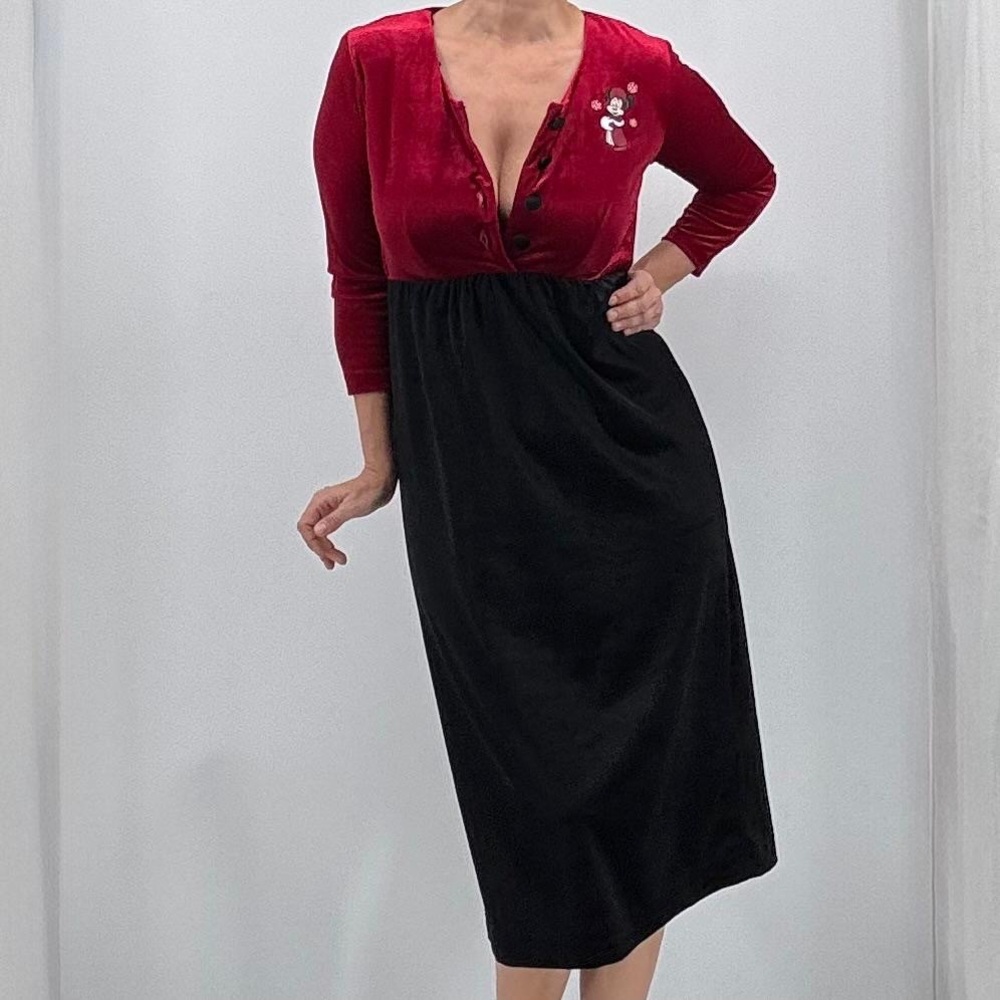 Walt Disney World Vintage 90’s Minnie Mouse Velvet Pin Up Girl Rockabilly Dress - Picture 8 of 16